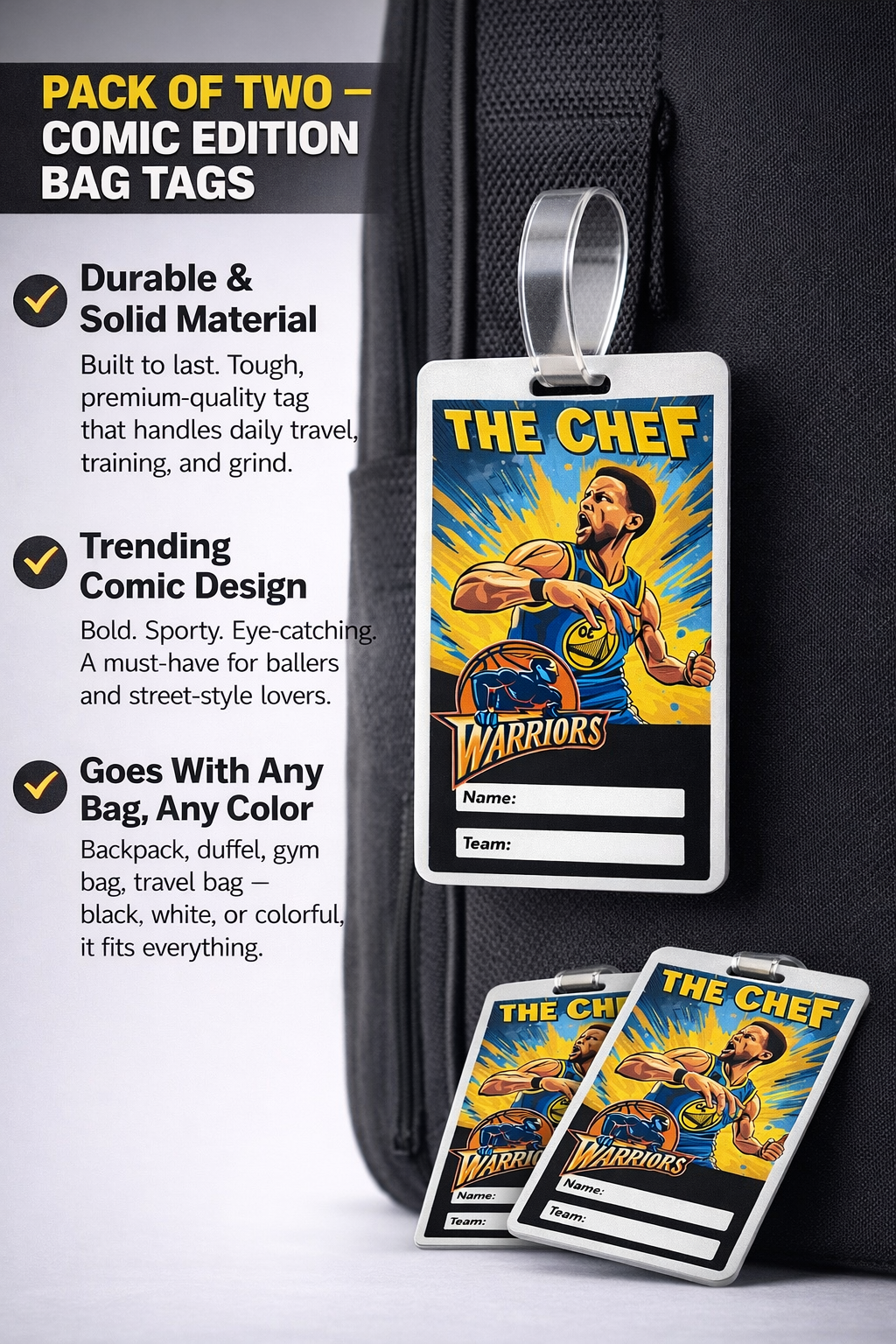 PACK OF TWO – COMIC EDITION BAG TAGS
Durable & Solid Material