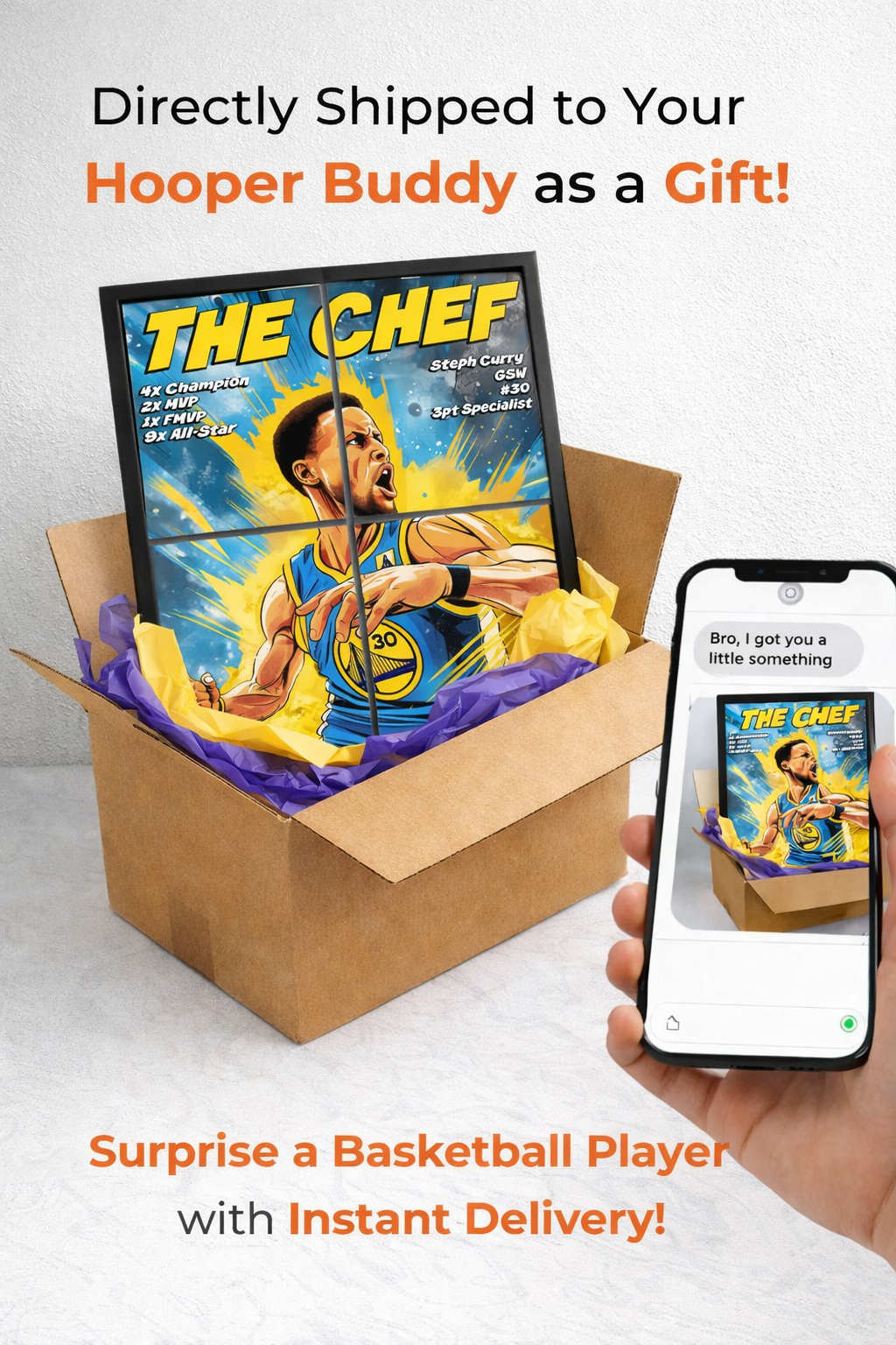 Steph Curry Basketball Wall Frame 12 inch x 8 inch for Living/Gaming Room ,perfect gift ideas for hoopers