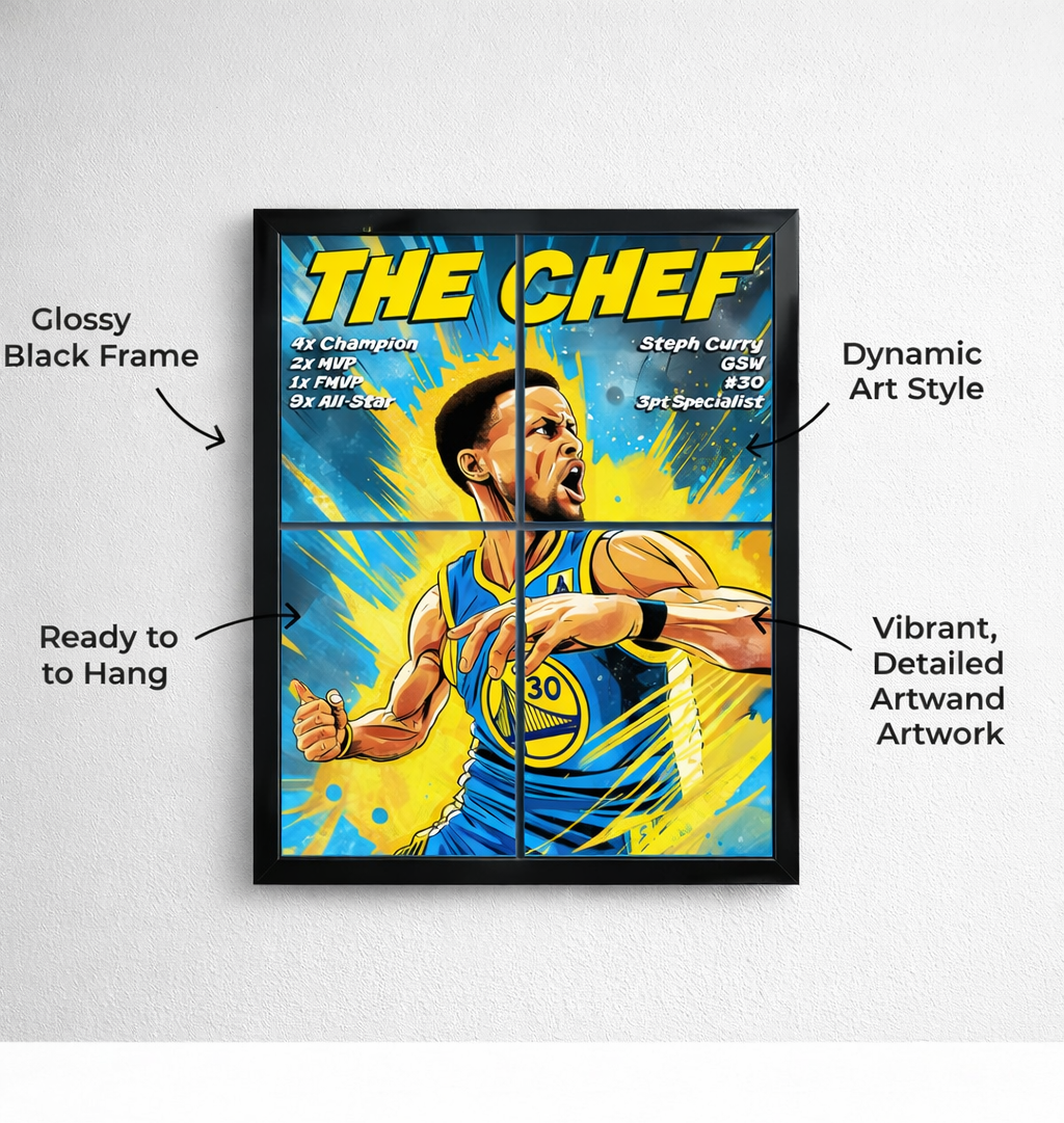 Steph Curry Basketball Wall Frame 12 inch x 8 inch for Living/Gaming Room ,perfect gift ideas for hoopers