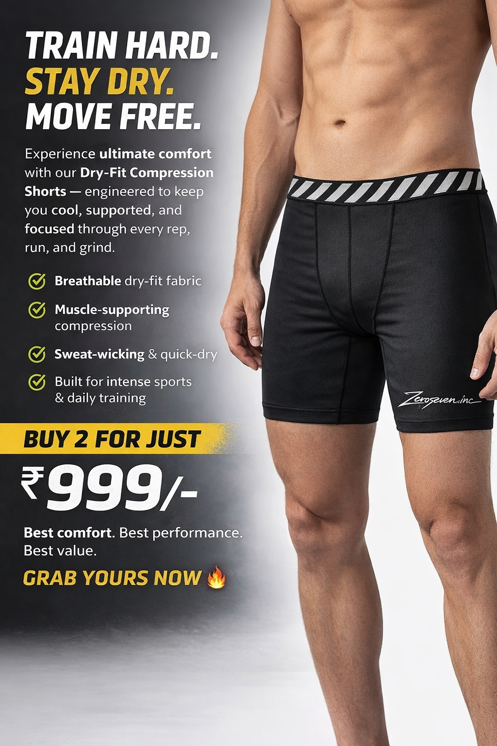 Pack of 2 Athlete Compression tights Black