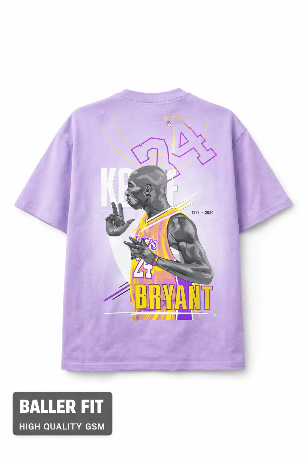 Set Of 2 Drop Shoulder baller FIT tees ( Lavender+ black ) kobe edition